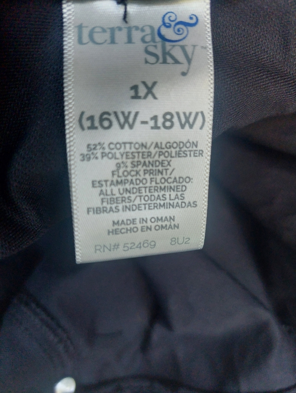 Terra & Sky Black Velvety Floral Pull On Leggings Plus Sz 1X 16W-18W - Picture 17 of 17